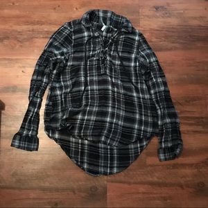 Black and white lace up flannel